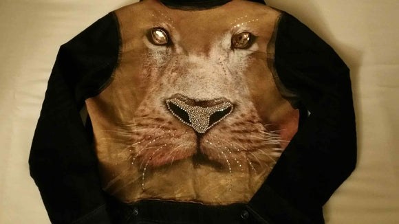 Custom Crystal Lion Print Jacket