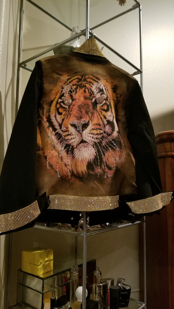 Custom Crystal Tiger Print Jacket