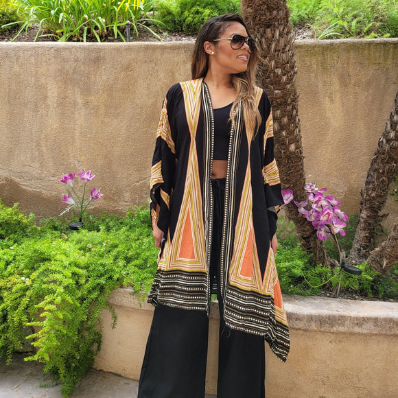Black and Tan-Striped Duster