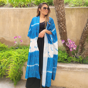 Blue and White Duster