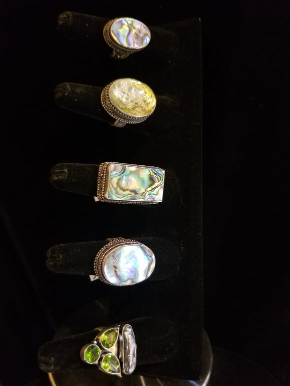 Distinguished Abalone Gemstone Rings