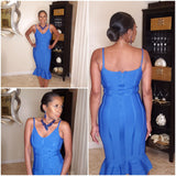 Fitted Blue A-Line Dress