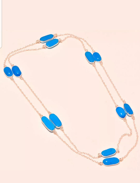 Blue Gemstone Chain Necklace